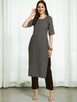 Gahan - Womens Blue Floral Printed Kurta with Straight Pant