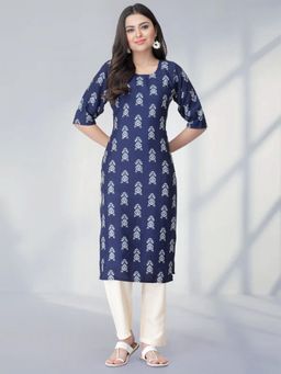Gahan - Womens Blue Festive & Ethnic Casual Floral Printed Kurta with Pant