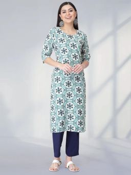 Gahan - Womens Blue Festive & Ethnic Printed Kurta with Pant