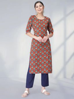 Gahan - Womens Multi-Color Festive & Ethnic Printed Kurta with Pant