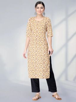 Gahan - Womens Beige Festive & Ethnic Floral Printed Kurta with Pant