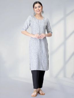 Gahan - Womens Blue Festive & Casual Printed Kurta with Pant