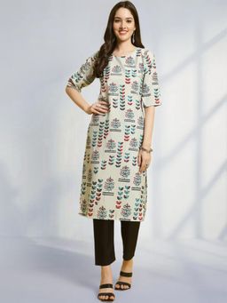 Gahan - Womens Grey Festive & Floral Printed Kurta with Pant