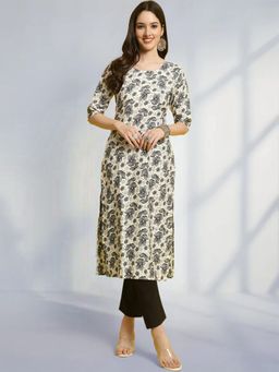 Gahan - Womens Off White Festive & Floral Printed Kurta with Pant