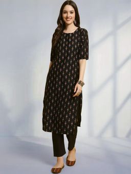 Gahan - Womens Black Festive & Printed Kurta with Pant