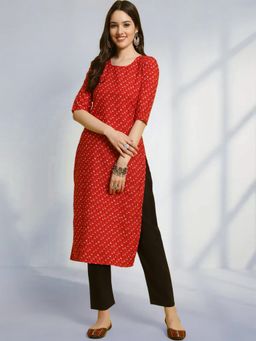 Gahan - Womens Red Festive & Floral Printed Kurta with Pant