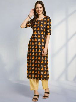 Gahan - Womens Black Festive & Casual Printed Kurta with Pant
