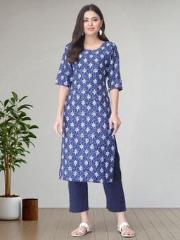 Gahan - Womens Blue Festive & Floral Printed Kurta with Pant
