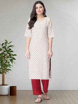 Gahan - Womens White Festive & Floral Printed Kurta with Pant