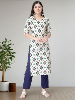 Gahan - Womens White Festive & Casual Printed Kurta with Pant