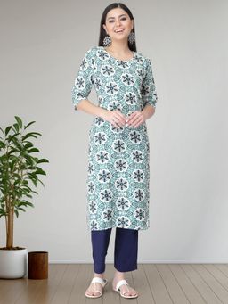 Gahan - Womens Blue Festive & Floral Printed Kurta with Pant