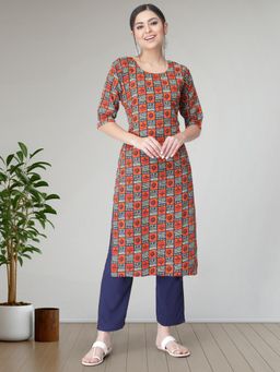 Gahan - Womens Multi-Color Festive & Casual Printed Kurta with Pant