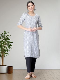 Gahan - Womens Blue Festive & Casual Printed Kurta with Pant