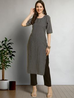 Gahan - Womens Navy Blue Festive & Printed Kurta with Pant