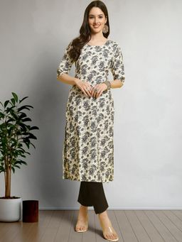 Gahan - Womens White Festive & Floral Printed Kurta with Pant