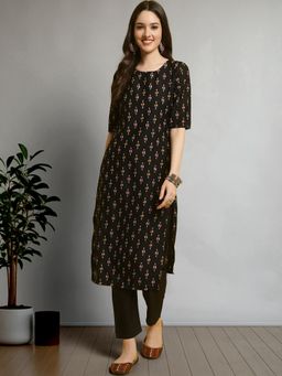 Gahan - Womens Black Festive & Printed Kurta with Pant