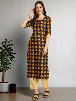 Gahan - Womens Black Festive & Casual Printed Kurta with Pant