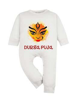 Arvesa - White Durga Puja Printed Romper