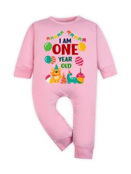 Arvesa - Pink I Am One Year Old Printed Romper (12-18 Months)