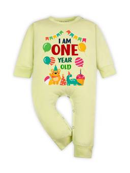 Arvesa - Yellow I Am One Year Old Printed Romper (12-18 Months)