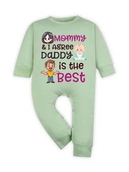 Arvesa - Green Mommy and I Agree Daddy Is The Best Printed Romper