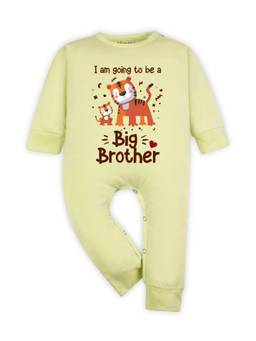 Arvesa - Yellow I am going to Be Big Brother Printed Romper