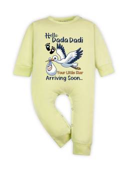Arvesa - Yellow I Dada Dadi See You Soon Printed Romper (0-3 Months)