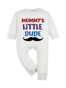 Arvesa - White Mommy Little Dude Printed Romper