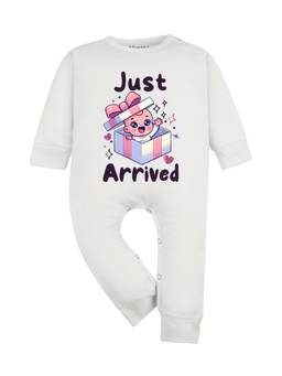 Arvesa - White Just Arrived Printed Romper (0-3 Months)