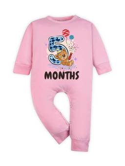 Arvesa - Pink 5 Month Monthly Milestone Printed Romper (3-6 Months)