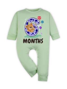 Arvesa - Green 6 Month Monthly Milestone Printed Romper (3-6 Months)