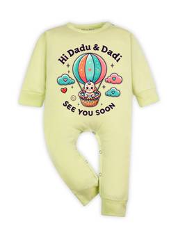 Arvesa - Yellow Hi Dadu and Dadi See You Soon Printed Romper (0-3 Months)