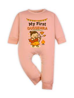 Arvesa - Peach My First Dussehra Printed Romper