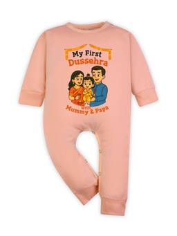 Arvesa - Peach My First Dussehra Printed Romper