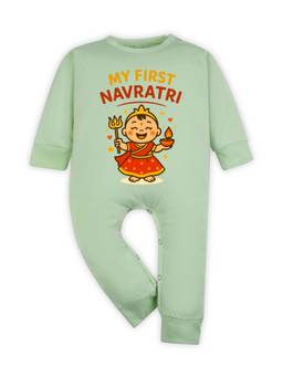 Arvesa - Green My First Navratri Printed Romper