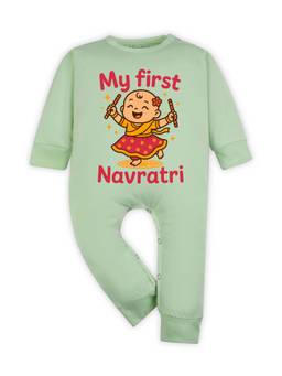 Arvesa - Green My First Navratri Printed Romper