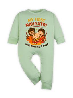 Arvesa - Green My First Navratri Printed Romper