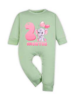 Arvesa - Green 2 Month Monthly Milestone Printed Romper (0-3 Months)