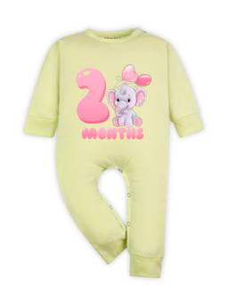 Arvesa - Yellow 2 Month Monthly Milestone Printed Romper (0-3 Months)