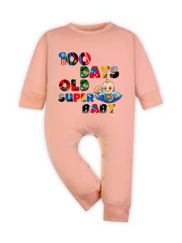 Arvesa - Peach 100 Days Old Super Baby Printed Romper (3-6 Months)