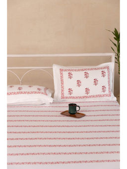 ADYA - Hibiscus Tulip Hand Block Printed Cotton Bedsheet with Pillow Covers