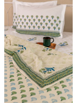 ADYA - Mint & Mystic Green Marigold Cotton Dohar