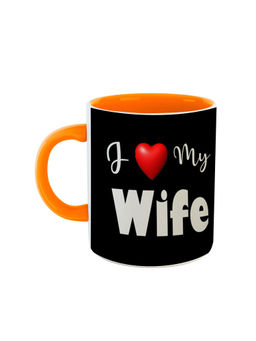 ARTBUG - Orange I Love My Wife Printed Ceramic Coffee Mug