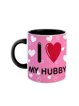 ARTBUG - Black Valentines Day Gifts For Boyfriend I Love My Hubby Printed Ceramic Coffee Mug