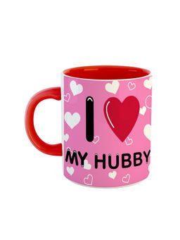 ARTBUG - Red Valentines Day Gifts For Boyfriend I Love My Hubby Printed Ceramic Coffee Mug