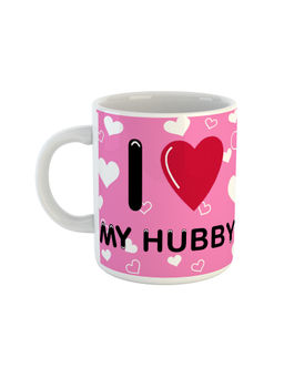 ARTBUG - White Valentines Day Gifts For Boyfriend I Love My Hubby Printed Ceramic Coffee Mug