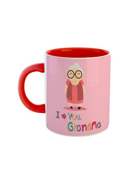 ARTBUG - Red I Love You Grandma Quote Cute Grandma Printed Ceramic Coffee Mug