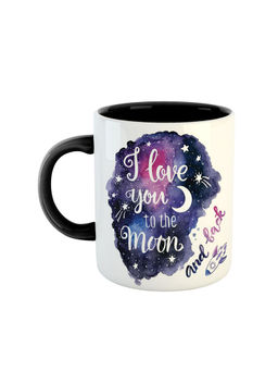 ARTBUG - Black I Love U To The Moon And Back Printed Ceramic Coffee Mug