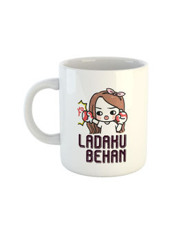ARTBUG - White Ladaku Behan Printed Ceramic Coffee Mug