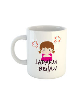 ARTBUG - White Ladaku Behan Printed Ceramic Coffee Mug